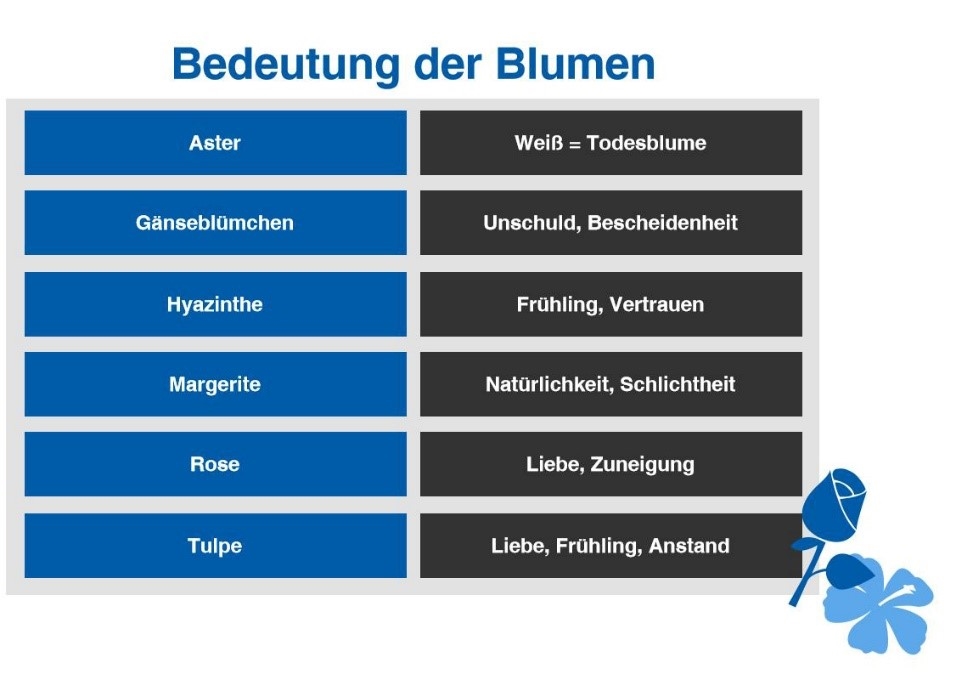 Infografik über die Bedeutung der Blumen