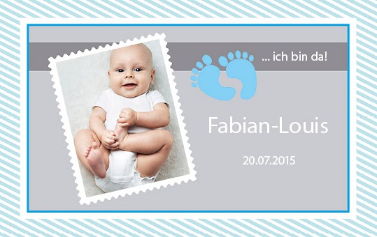 Karte mit Baby-Bild und Name