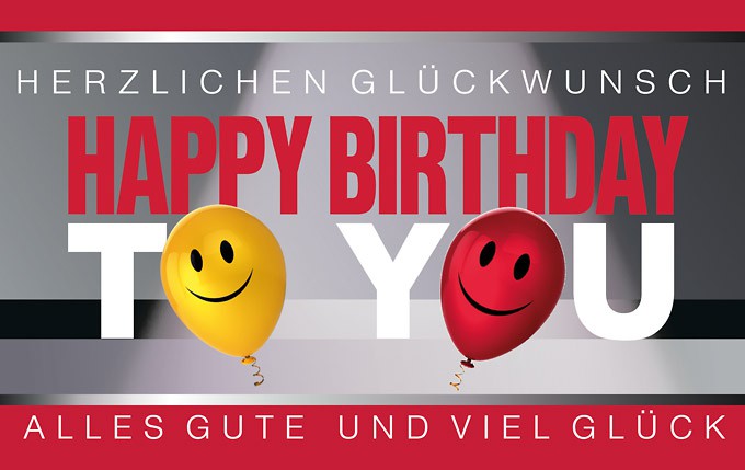 Happy-Birthday Karte mit Luftballons