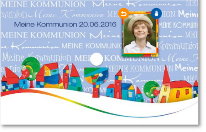 Einladungskarte mit Text und Bild