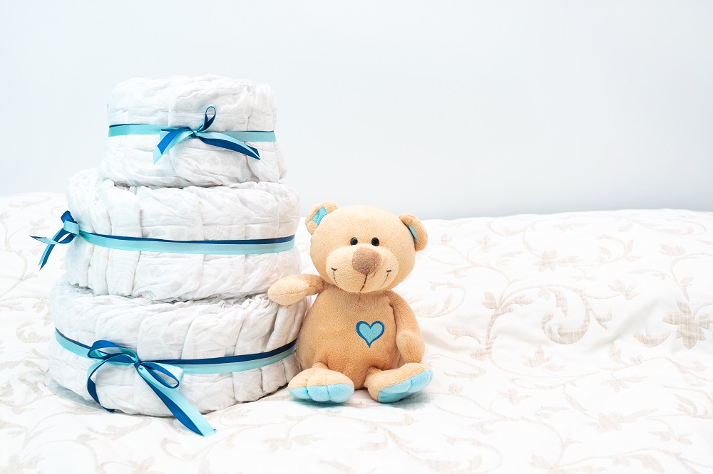 Windeltorte mit Teddy-Bär