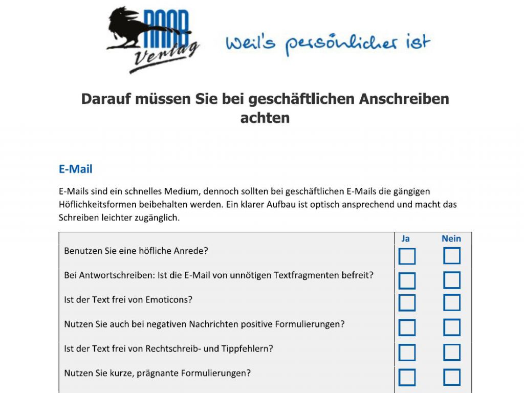 Vorschau der Checkliste