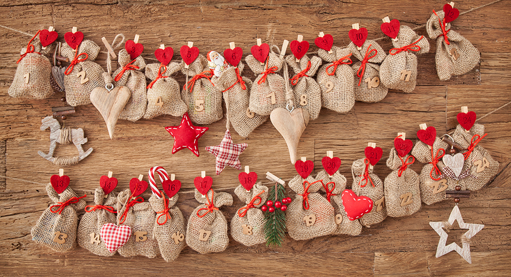 Adventskalender aus Jutebeuteln