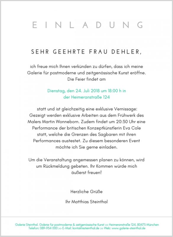 Brief Schreiben Für Einladung Einladung zur Geschäftseröffnung schreiben: Beispiele & Muster