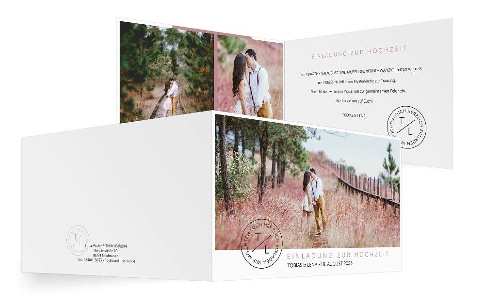 Hochzeit-Einladungskarte "Modern Love" mit individuellem Foto