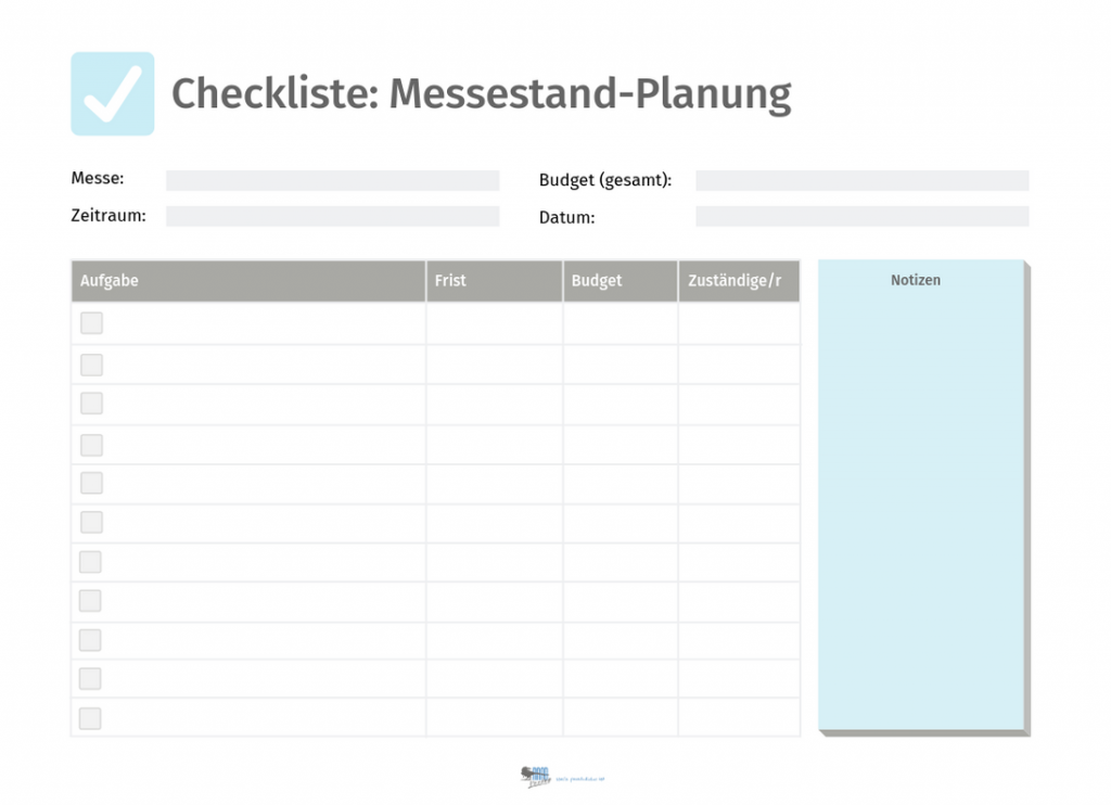 Checkliste für User, um Messestand zu organisieren und zu planen