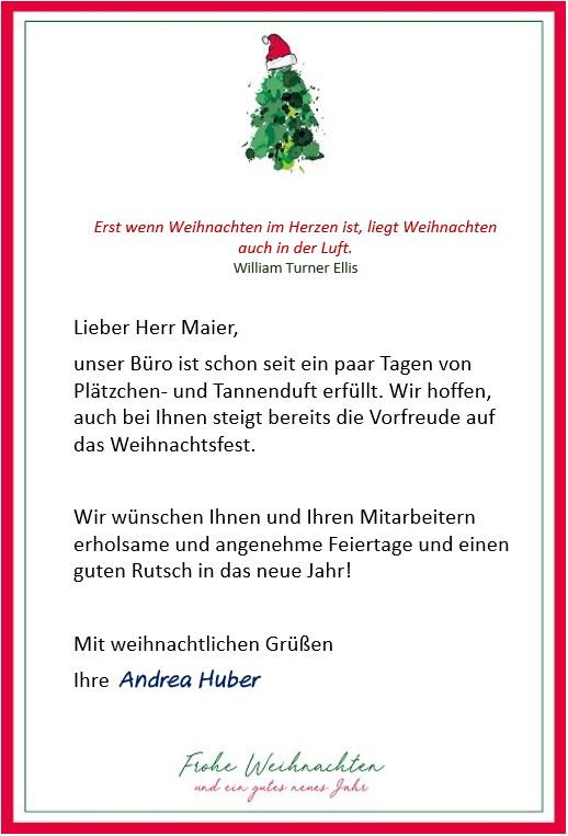 Geschaftliche Weihnachtsbriefe An Mitarbeiter Kunden Co