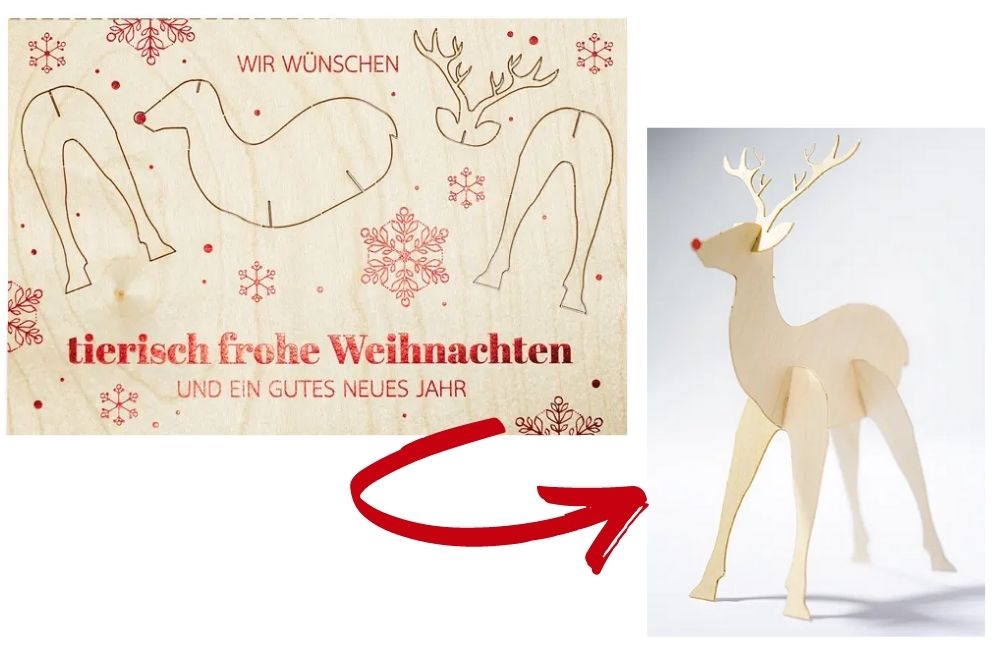 Weihnachtliche Holzkarte wird zu Deko