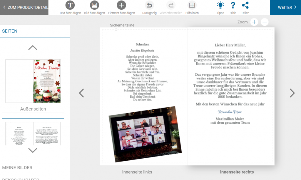 Text für Weihnachtskarte 2021 mit Gedicht