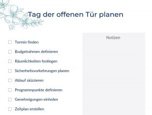 Tag der offenen Tür planen Checkliste für Unternehmen