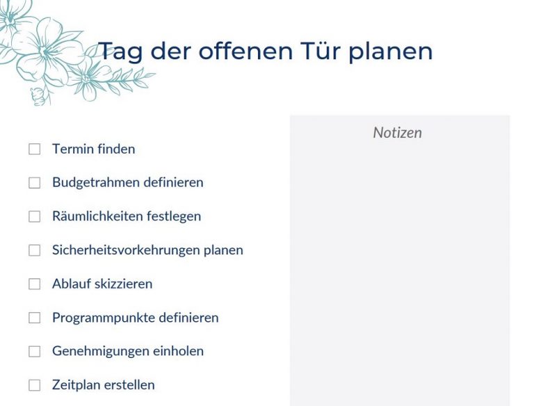 Tag der offenen Tür planen Checkliste für Unternehmen