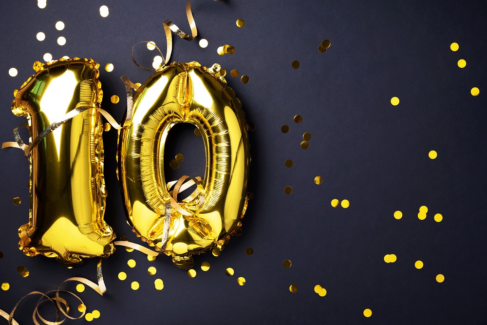 Eine 10 als Luftballon zum zehnjährigen Firmenjubiläum